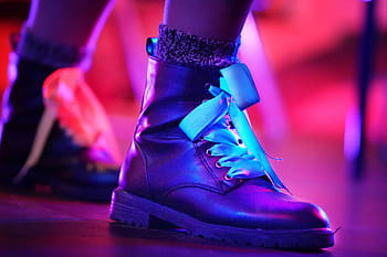 person, wearing, black, leather work boot, people, humans, feet, foot, shoes, technicolour, shoe