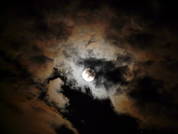 moon, covered, clouds, moonlight, pale, night, darkness, gloomy, scary, creepy