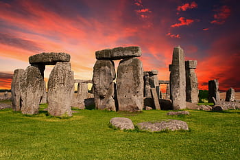 Skalní formace, oranžový, nebe, zlatý, hodina, stonehenge, památník, prehistorický, salisbury, Británie, Spojené království