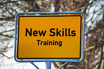 new, skills training signage, town sign, training, skills, teaching, concept, presentation, coach, seminar, improvement