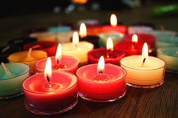 assorted-color, lighted, tealight candles, candles, flame, colorful, christmas, fire, light, color, advent