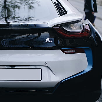 stříbrné auto, zadní, konec, auto, vozidlo, přeprava, sport, i8, závod, nikdo, detail