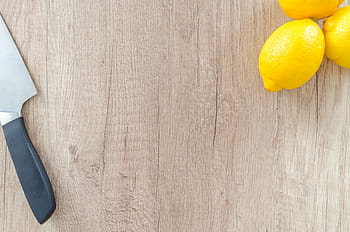 three, lemons, knife, food, wood, table, wooden, background, meal, cooking, healthy