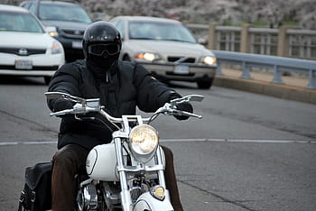 muž, jezdectví, motocykl křižník, ulice, motocykl, jezdec, kolo, helma, provoz, motocykl, jezdec, kolo, helma