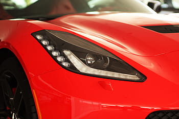 Červené, chevrolet corvette c-series kupé, korveta, auto, sportovní, přední světlo, červená barva