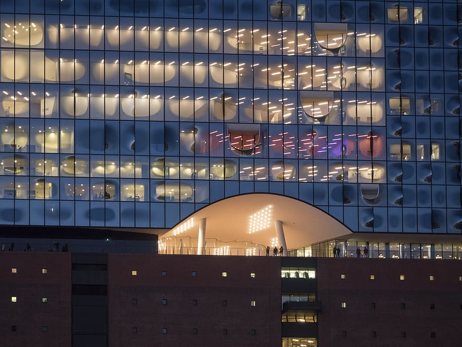 Hamburg, Německo, přístavní město, elbe philharmonic hall, hudba, koncertní sál, filharmonický orchestr, částečný pohled, mezník, architektura, Labe