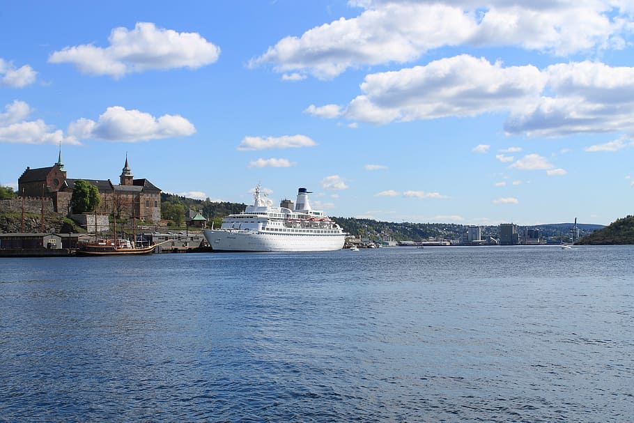 oslo, Norsko, přístav, loď, oslofjord, akershus