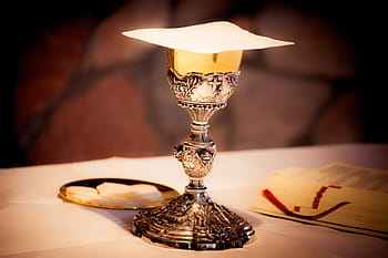 silver goblet, top, white, surface, chalice, wine, prayer, mass, communion, religion, christian