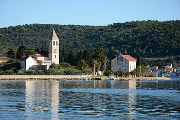 kostel, tělo, voda, vis, ostrov, chorvatsko, dalmatie, středomoří, architektura, destinace, historický