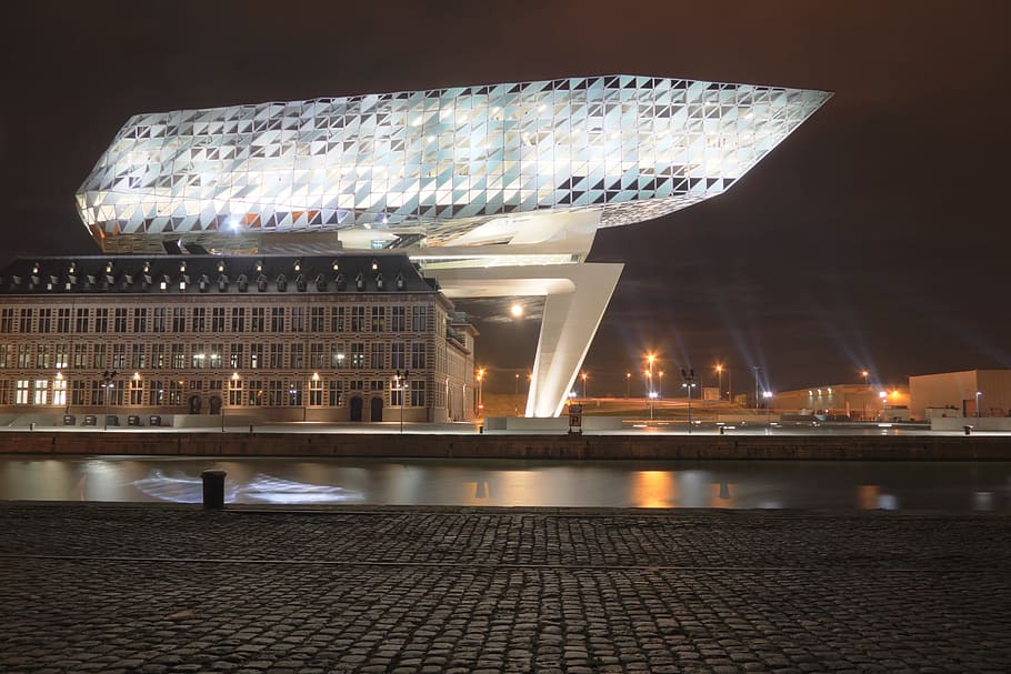 Belgium, Antwerp, Office, Building, office, building, harbor, havenhuis, architecture, glass, modern, classic