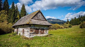 šedá, dřevěný, Dům, hora, chalupa, starý, vesnice, Příroda, architektura, stará budova, hory