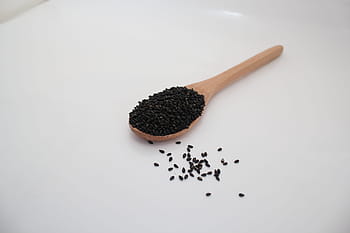 black sesame, sesame, seeds, spoon, seed