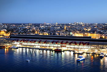 Amsterdam, Central Station, Evening, amsterdam, central station, station, netherlands, central, building, railway, train, facade