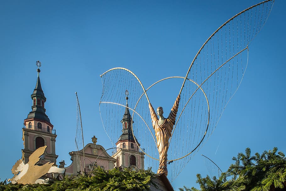 vánoční trh, příchod, anděl, vánoční stojan, prodejní stánky, Vánoce, ludwigsburg německo, vánoční dekorace
