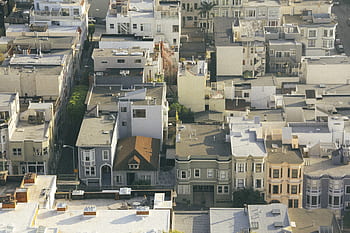 Maisons, appartements, condos, banlieue, résidences, quartier, immeubles, routes, des rues, les toits