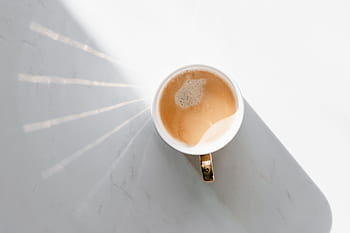café, mármol, simplemente, mínimo, mañana, vista superior, plano, flatlay, blanco, taza