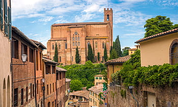 architettura, costruzione, infrastruttura, blu, cielo, nuvole, Chiesa, basilica, verde, albero, natura