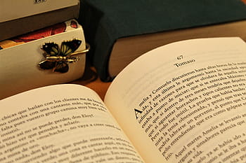 pila di libri, segnalibro, leggere, pagina, libro, libro aperto, vecchio, oro, impara lo spagnolo, letteratura, storicamente