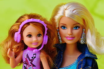 panenka Barbie, mami, dítě, sluchátka, Barbie, panenka, hudba, Dívčí hračky, tvář panenky, obrázek panenky, tvář