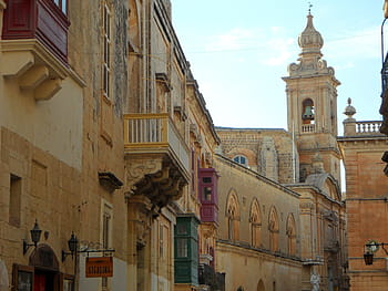 fasáda, domy, mdina, bowever, fasády domů, Malta, vesnice, historicky, středověk, vápenec, domovů