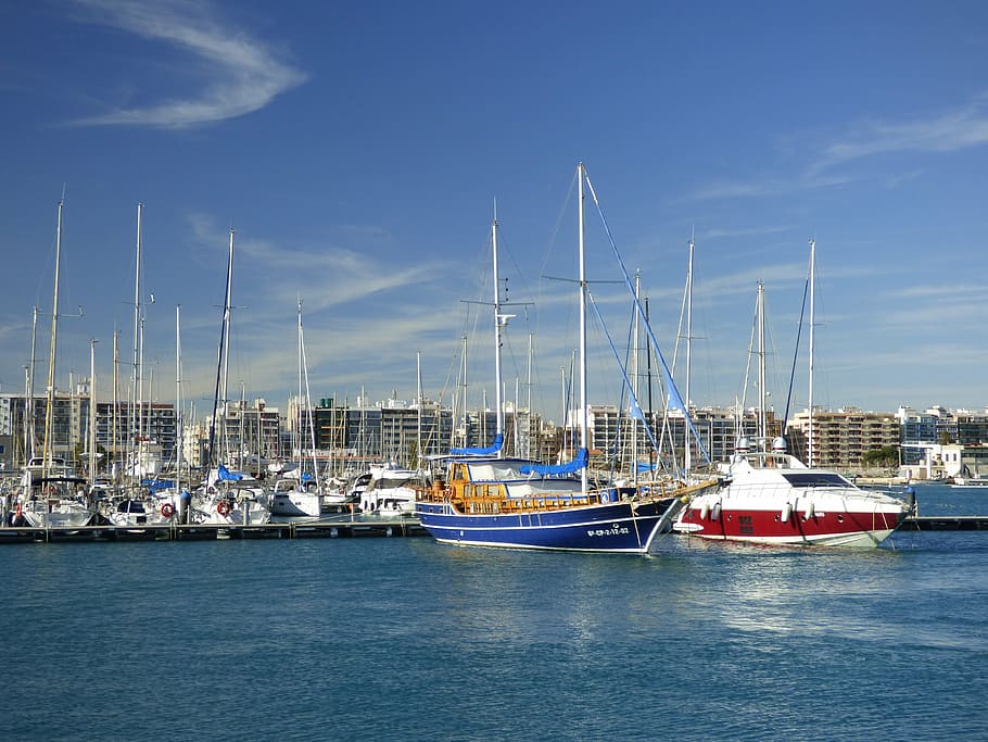 burriana, spain, boats, port, blue, europe, spanish, castellon, harbor, nautical Vessel, sea