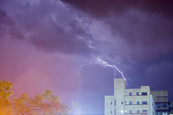 rain, rainy night, lightning, thunder, street, nature, evening, night, weather, season, sky