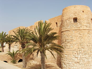 Castle, Tunisia, Djerba, Palm Trees, stones, heritage, travel, exotic, architecture, fort, morocco