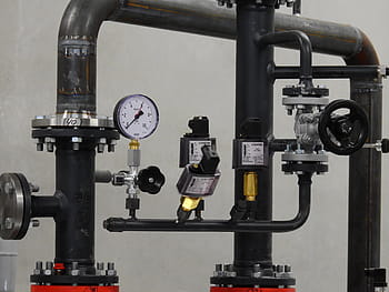 black, metal pipe, gauges, Technology, Heating, Pipes, Industry, boiler house, water pipes, pressure water line, pressure gauge
