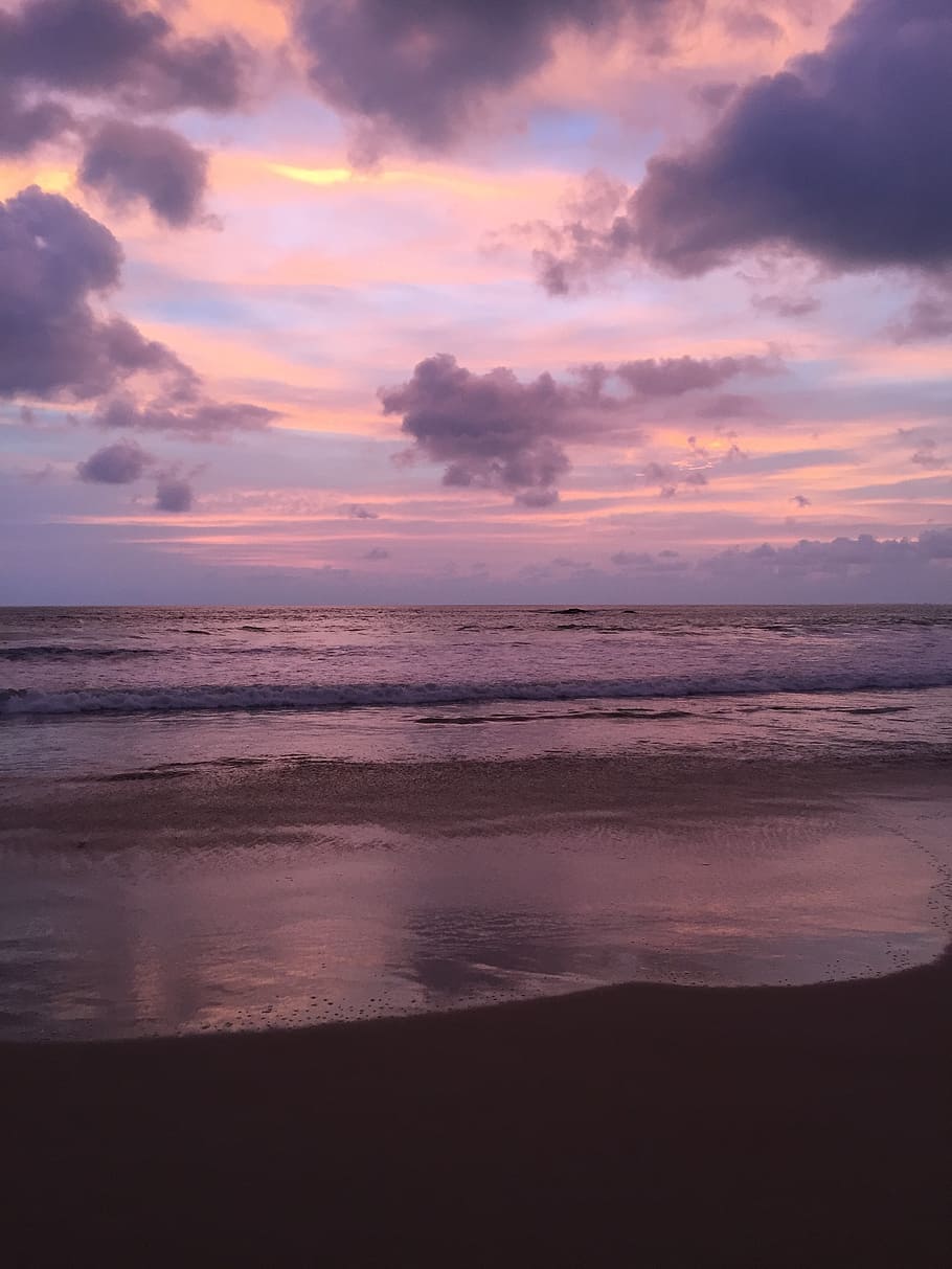 západ slunce, pláž, moře, večerní obloze, dosvit, abendstimmung, u moře, většina buku, mraky