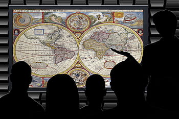 science, map, lecture, students, geography, school, education, hemisphere, globe, contours, dark