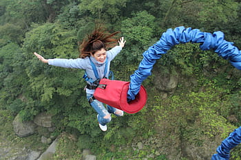 bridge, landscape, jump, extremely unusual conditions, bungee