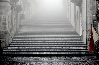black and white, cobblestone, walls, stones, stairs, stairway, flag