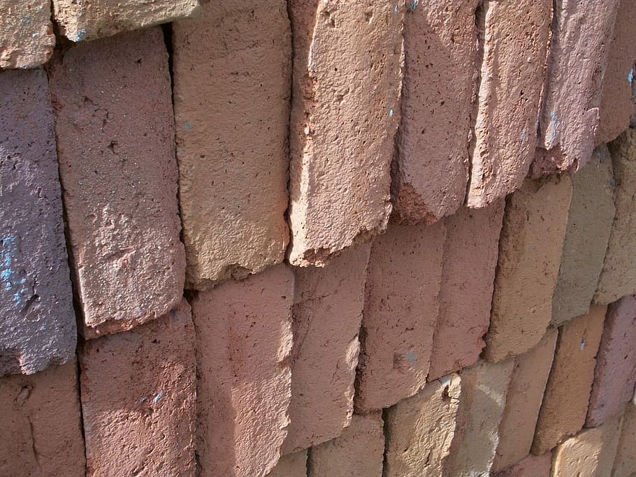 Bricks, Clay, Masonry, red stock, hand made, fired brick, construction, building, material, aged, close-up