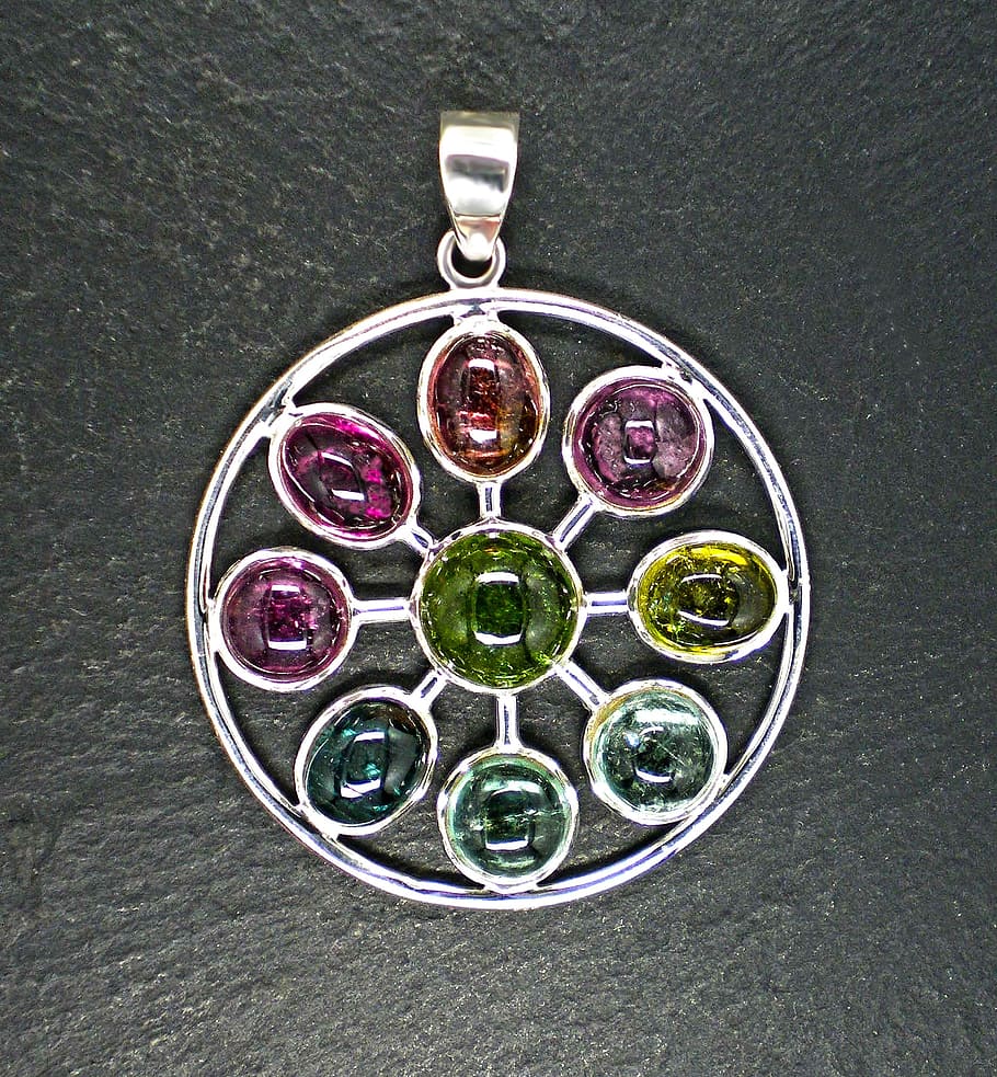 drahokamy, peridot, akvamarín, citrín, šperky, přívěsy, stříbrné šperky, barvitý, Červené, zelená, zelená mech