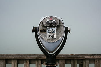 grey, black, coin-operated, telescope, brown, wooden, fence, coin-operated telescope, gray, iron, telescopes
