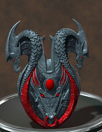 black, red, dragon accessory, round silver tray, dragons, mystical, fable, nature, fairy tales, middle ages, atmosphere