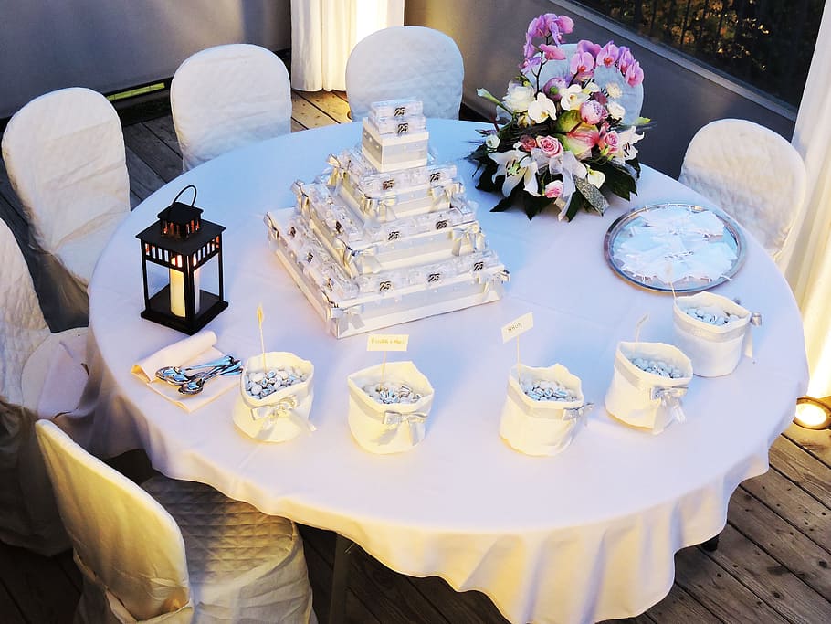 table, cake, bowl, formal wear, banquet, marriage, preparation, lucca, estate saint peter