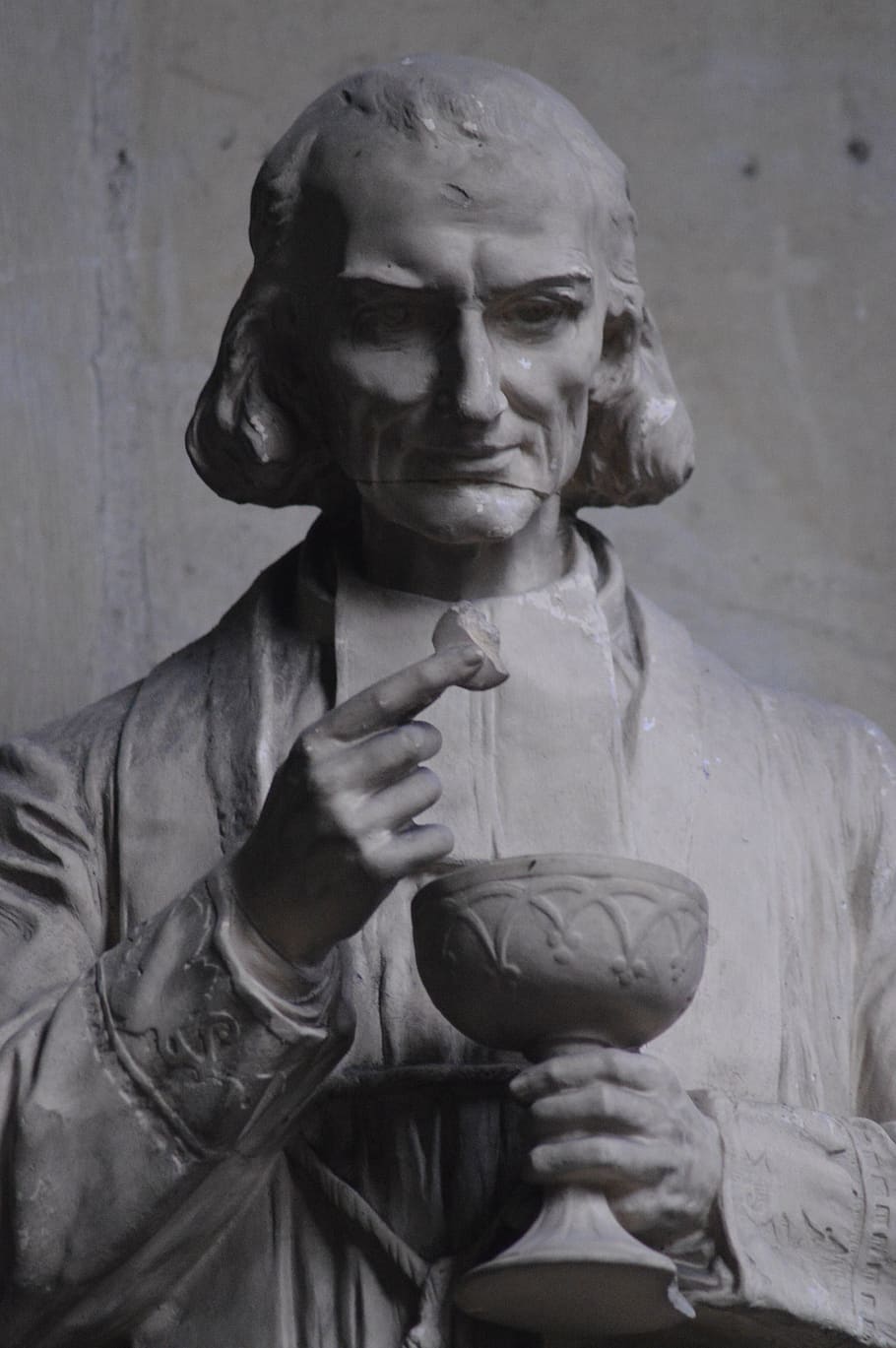 statue, pierre, saint, priest, jean-marie vianney, ciborium, host, stole, faith, religion, sculpture
