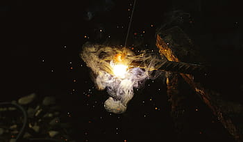 galaxy illustration, white, yellow, smoke, around, black, stick, dark, night, steel, rod
