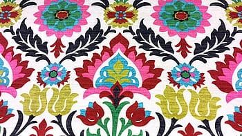 tikar bunga warna-warni, bunga, kain, desain, pola, vintage, retro, tekstur, mulus, dekorasi, ornamen
