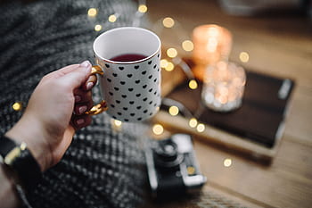vintage, teh, buku, kamera, fotografi, mug, hygge, analog, peri lampu, lama