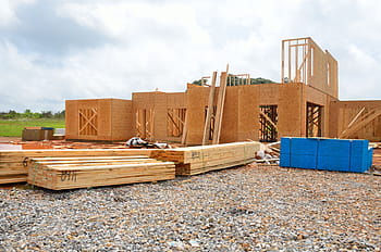 brown wood planks, new home, construction, build, architecture, industry, wood, house, home, estate, new