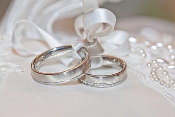 silver-colored bond rings photo, wedding, wedding rings, rings, marry, romance, gold, symbol, love, marriage, romantic