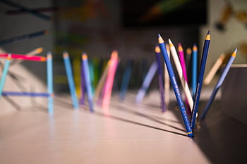 seni, menggambar, krayon, warna-warni, instalasi, pensil, pelekatan, dinding, lantai