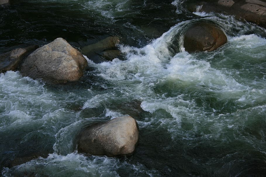 tekoucí, řeka, balvany, voda, Skála, Příroda, proud, vodopád, merced řeka, peřeje, yosemitu