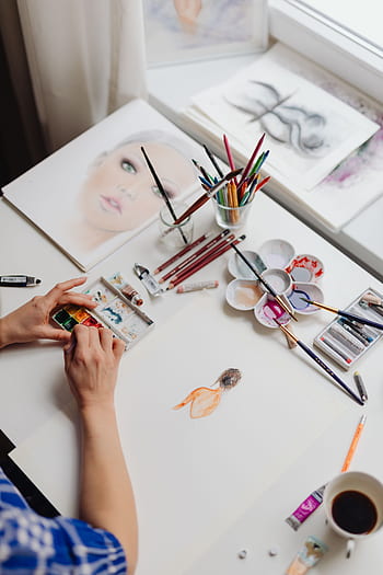 acuarelas, pintura, mujer, hobby, colores, arte, pintor, creativo, pincel, pinturas