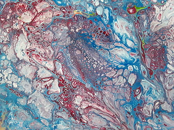 multicolored abstract painting, red, white, blue, macro, fluid, paint, flow, art, pour, science