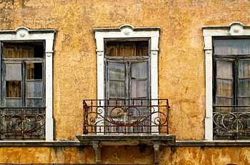 balkón, okno, domácí fronta, hauswand, Portugalsko, starý, fasáda domu, exteriér budovy, architektura, stavba, venku