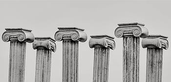 fotografie ve stupních šedi, pilíře, kapitálu, řecký, architektura, sloupec, iontové, elegance, klasický, nikdo, venku