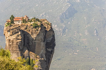 Casa, superiore, scogliera, natura, all'aperto, montagna, paesaggio, roccia, Kalampaka, meteora, Grecia